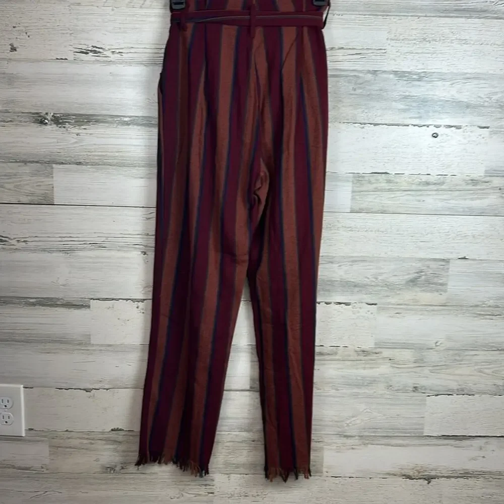 NWT Lulu’s Cotton Renfroe Burgundy Striped Pants Women’s Size Small - Picture 5 of 10